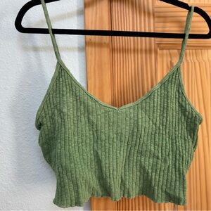 Lisa Says Gah Olive Ribbed Crop Top